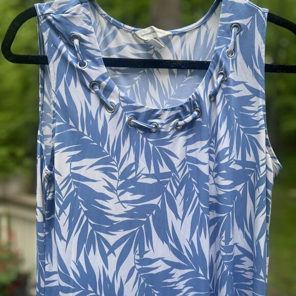 Christopher & Banks Blue White Palm Print Maxi Dress | Size M - Picture 2 of 7